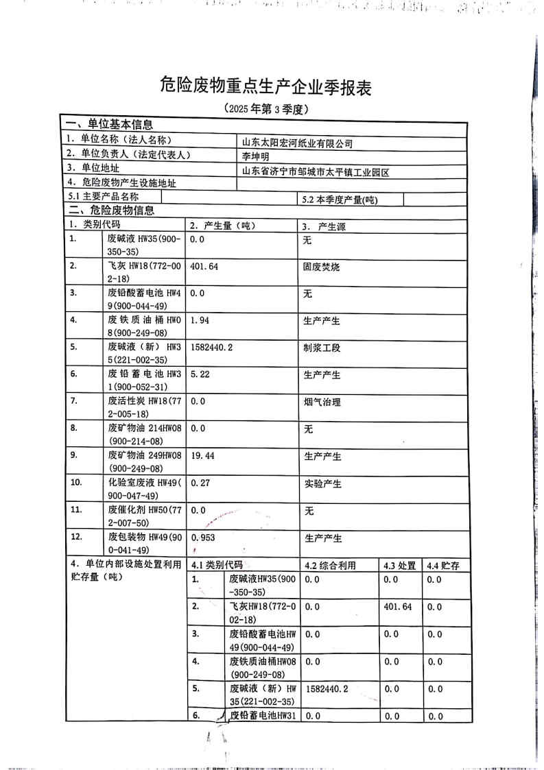 2025年银河集团(galaxy)宏河纸业危险废物第三季度报表_Page1.jpg